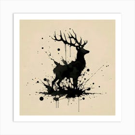 Deer Splatter Painting 1 Art Print