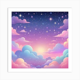 Sky With Twinkling Stars In Pastel Colors Square Composition 311 Art Print