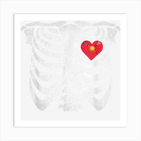 Distressed Rib Cage Heart Lacrosse Halloween Costume Art Print