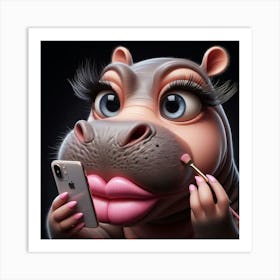 Hippo Makeup 1 Art Print