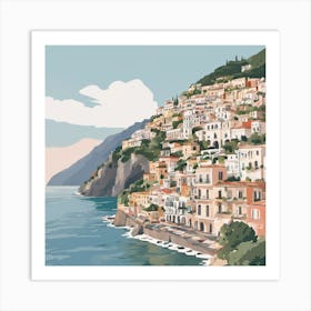 Amalfi Coast, Italy Illustration Art Print Art Print