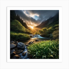 Sunrise In The Mountains 23 Art Print