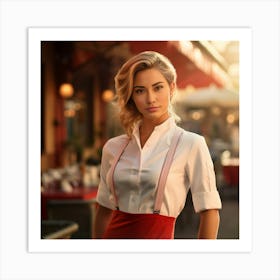 Waitress In Restaurant Art Print