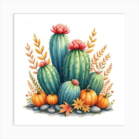 Autumn Cactus Art Print