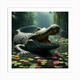 Alligator In The Jungle Art Print