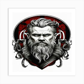Default Logo For Barbershop Odin Has A Cool Design Hairstyle A 3 Art Print