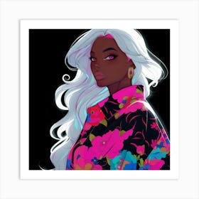 Black Girl With White Hair Art Print