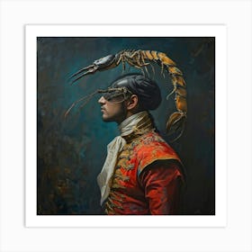 Surreal Realism Painting Of A Scorpion Human Hybrid In Regal Attire Portrayed In Profile View Embo Art Print