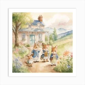 Rabbits In The Garden Art Print