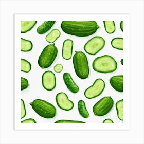 Cucumbers Seamless Pattern Art Print