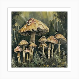 Mushrooms Fairycore Painting 1 Art Print