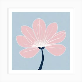 A White And Pink Flower In Minimalist Style Square Composition 9 Art Print