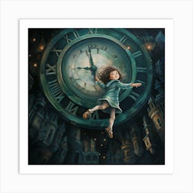 Little Girl In A Clock Art Print