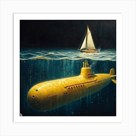 Submarine In The Ocean Art Print