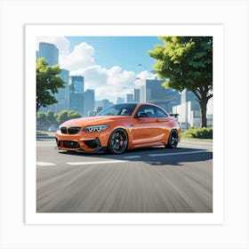 Orange Bmw M2 Coupe Art Print