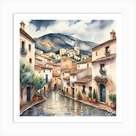 Rainy Day in a Village Art Print