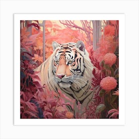 Tiger 1 Pink Jungle Animal Portrait Art Print
