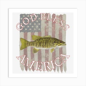 God Bless America Smallmouth Bass Freshwater Fishing Art Print