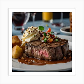 Steak And Potatoes Art Print