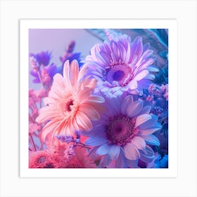 Pink And Purple Pastel Flowers Art Print