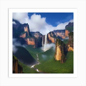 Waterfall In The Mountains 2 Art Print