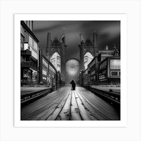 City In Black And White Art Print