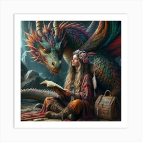 Girl With A Dragon 1 Art Print