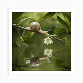 Snail On A Branch Art Print