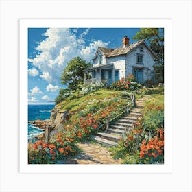 Cottage By The Sea Art Print