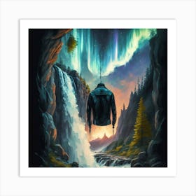 Leather Jacket Hanging In The Air Amidst Amazing Art Print