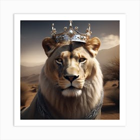 Lion In The Desert Art Print