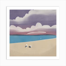 Three Seagulls Square Art Print