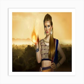 Indian Woman Holding Fire 1 Art Print