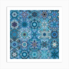 Snowflakes Blue Pattern Art Print