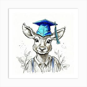 Deer In A Graduation Cap Art Print