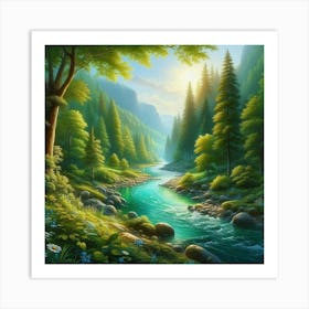 River In The Forest 13 Art Print