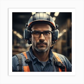 Photo Man With Helmet Working Logistic 0 Art Print