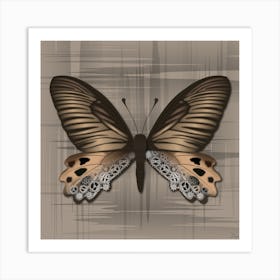 Mechanical Butterfly The Atrophaneura Horishana On A Beige Background Art Print