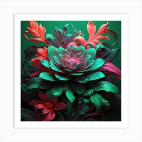 Neon Bloom Green Art Print 2 Art Print