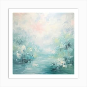 Abstract Oil Painting Art Lush Tranquility Of Forested Vistas Using Soft Pastel Tones 2 Art Print