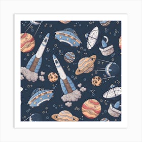 Spaceships And Planets Art Print