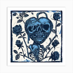 Skeleton And Roses Art Print