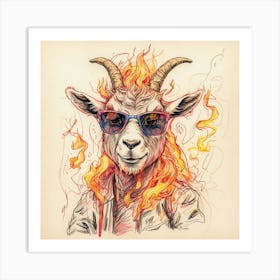 Goat In Flames 31 Art Print