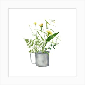 Watercolor Flowers In A Mug Art Print