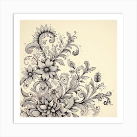 Ornate Floral Design 17 Art Print