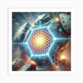 Energy Shields Of Juggernaut Mechs Art Print