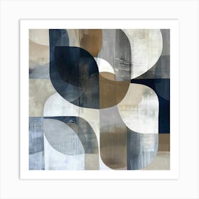 Blue and Beige Abstract Geometric Shapes Poster