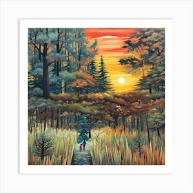 Sunset In The Woods 1 Art Print