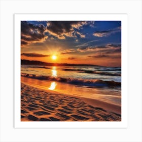 Sunset On The Beach 443 Art Print