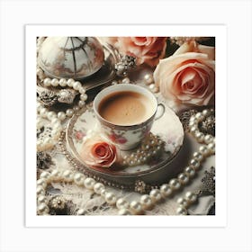 Coffee And Pearls 2 Art Print